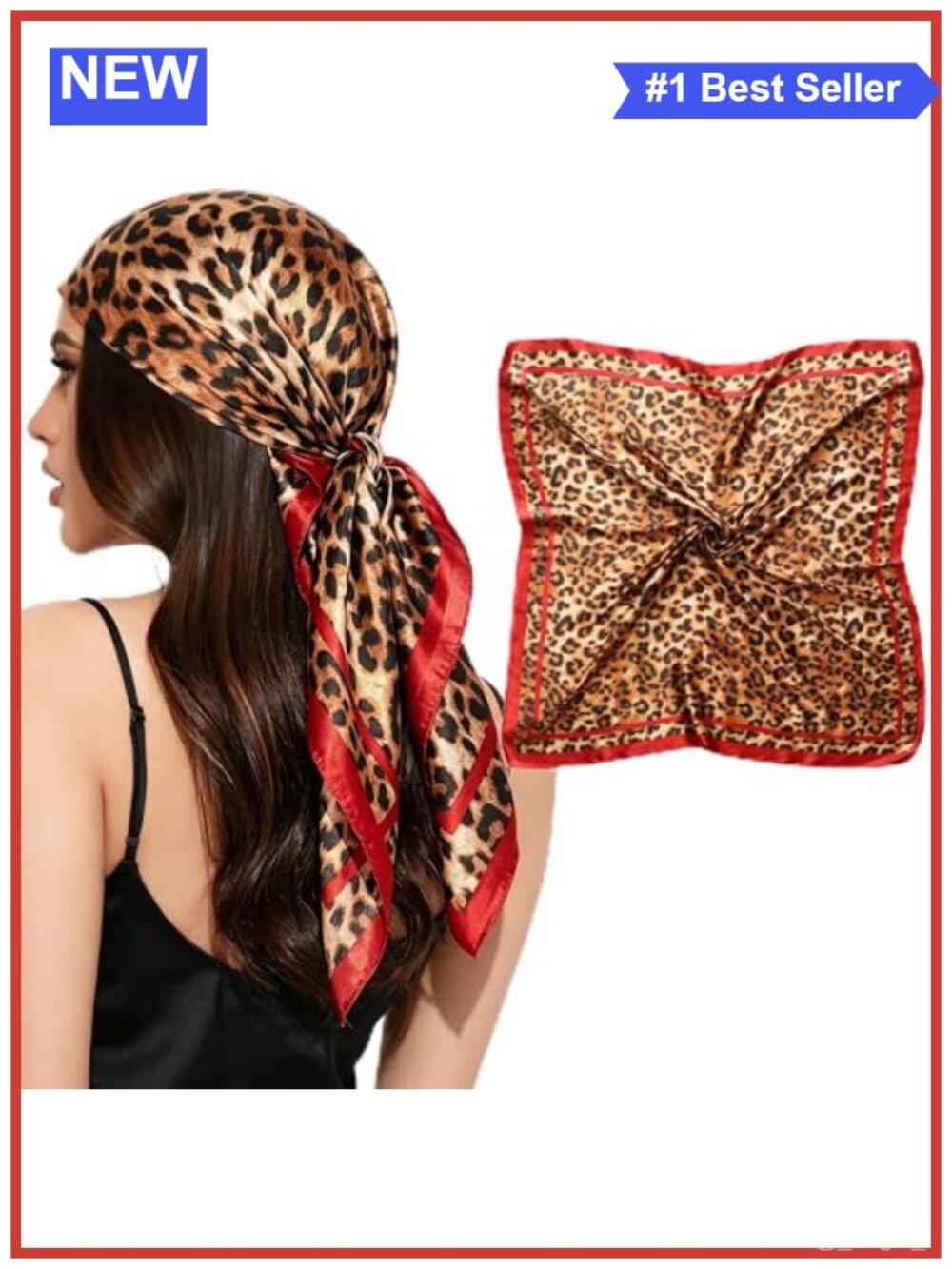 35'' Square Satin Head Scarf Like Silk Hair Bandana Wrap